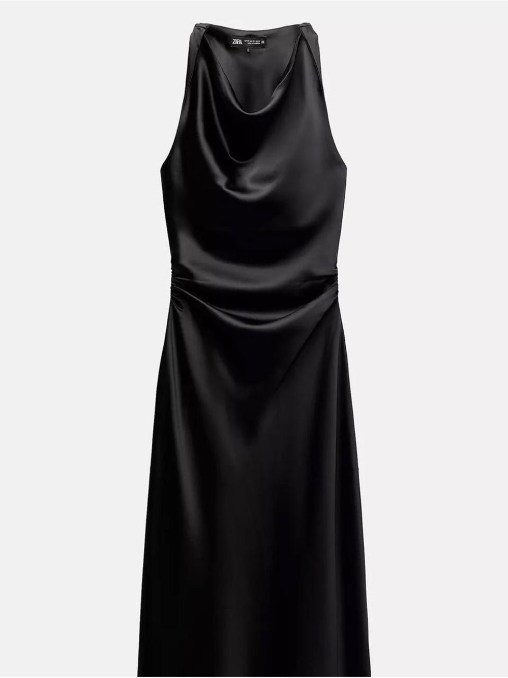 Zara Black Satin Cowl-Neck Maxi Dress